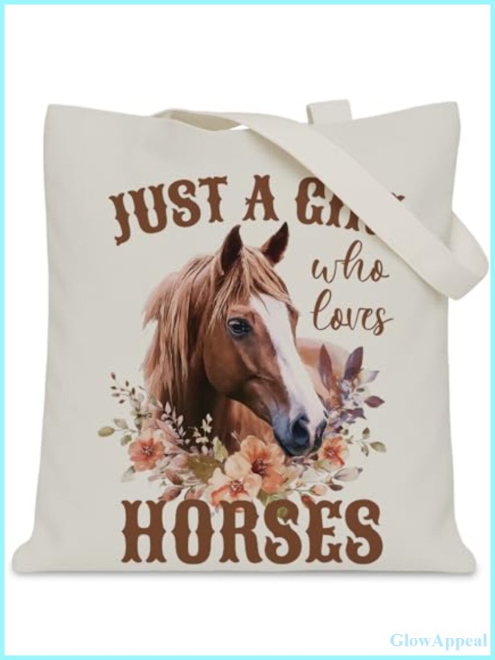 Canvas Tote Bag Stylish Large Capacity Horse Print Beach Travel Gift